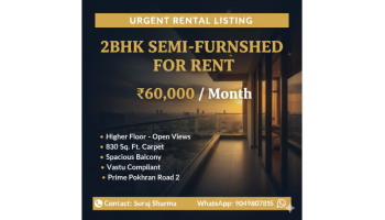 2BHK SEMI-FURNISHED FLAT FOR RENT ASTERIA BY COURTYARD IN THANE